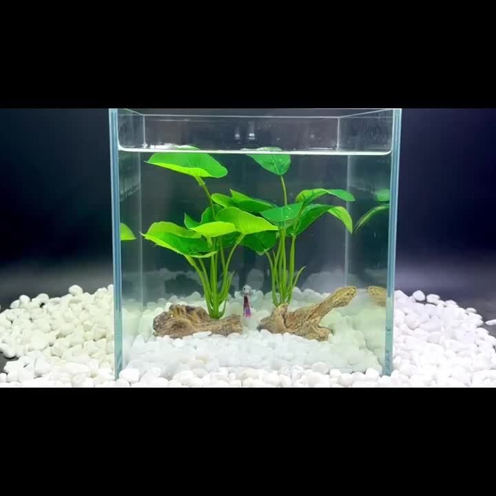 1pc Artificial Aquarium Plants Realistic Floating Leaves Sturdy Stem, Reptile Terrariums Low-Maintenance Water Tank Decoration