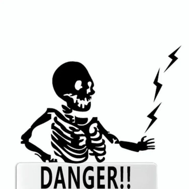  4 Inches - Single Dangerr Sign Patch Label Tag designed Self adhesive Wall Car Stickers for Kids, School, Switch Board