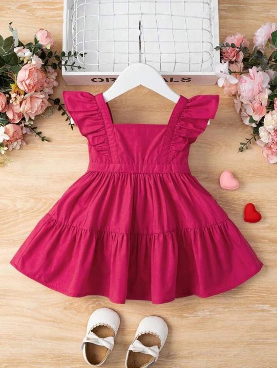 Casual Short Sleeve Flutter Dress for Girls