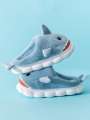 Men's Home Slippers Autumn and Winter New Interesting Cartoon Shark Plaid Cotton Slippers.