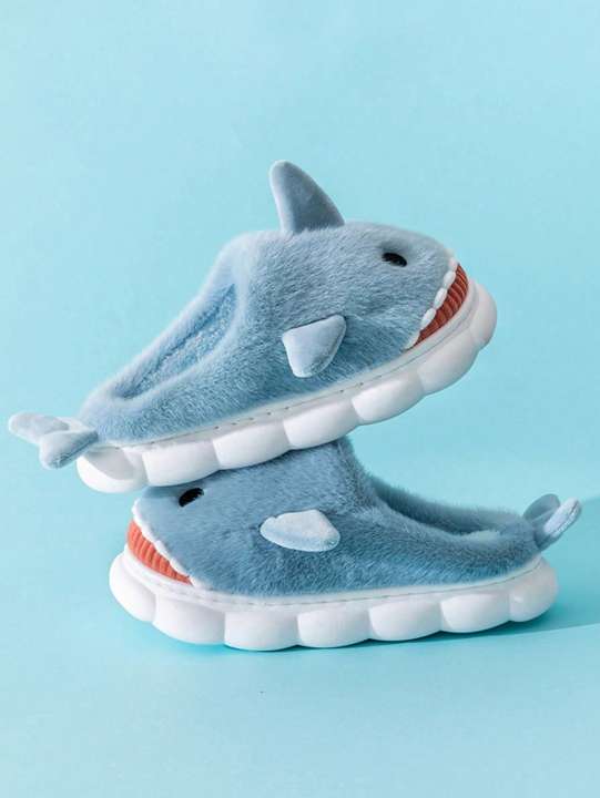 Men's%20Home%20Slippers%20Autumn%20and%20Winter%20New%20Interesting%20Cartoon%20Shark%20Plaid%20Cotton%20Slippers%20-%20Image%206