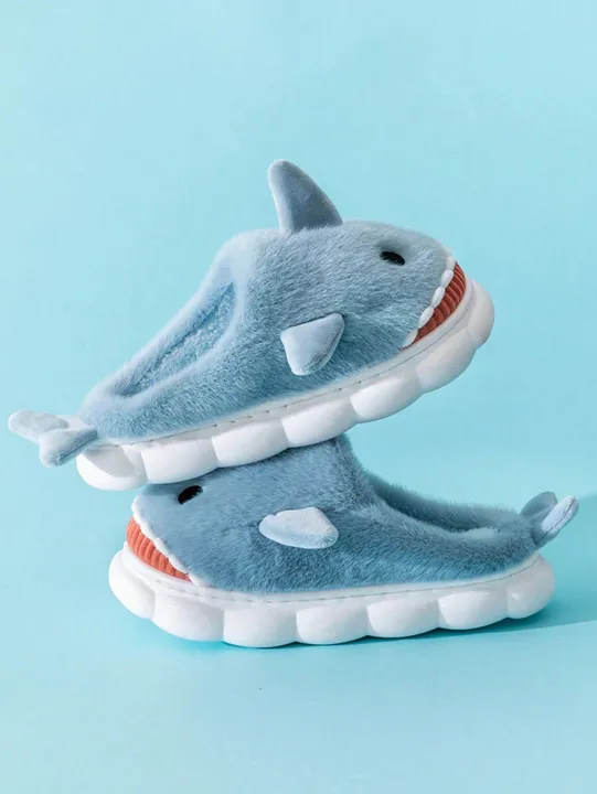 Men's%20Home%20Slippers%20Autumn%20and%20Winter%20New%20Interesting%20Cartoon%20Shark%20Plaid%20Cotton%20Slippers%20-%20Image%206