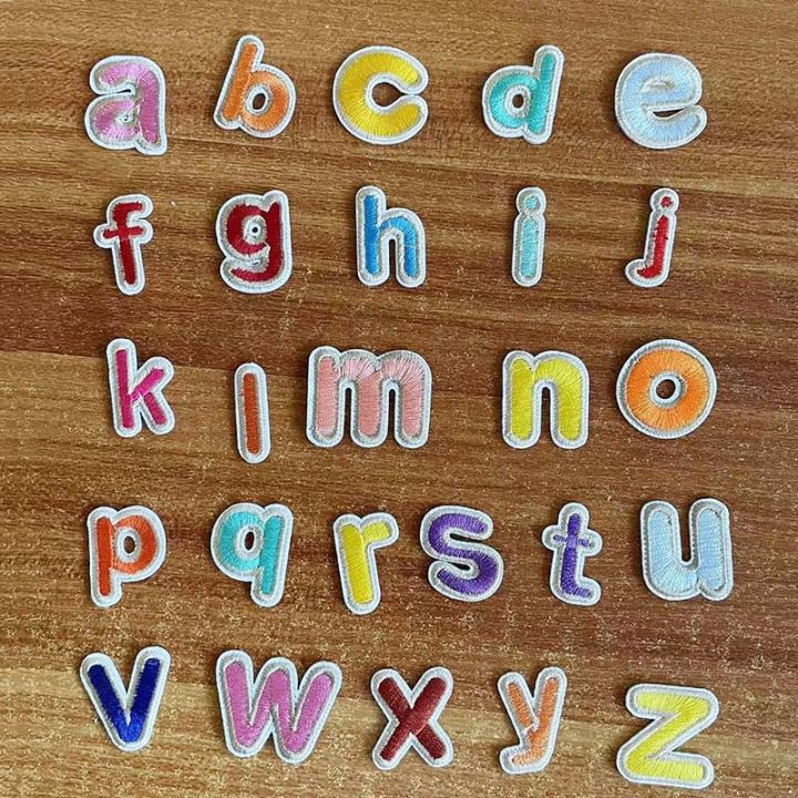 26 Letters,A~Z Cartoon Cute Coloured English Alphabet Letter Fabric Embroidery Applique Iron on Patches For Cothing Kids,Shirt