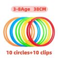 Outdoor Kids Funny Physical Training Sport Toys Lattice Jump Ring Set Game with 10 Hoops 10 Connectors for Park Play Boys Girls. 