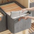 Foldable Non-Woven Grey Large Capacity Storage Box. 