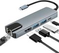 Typ c 5 in 1 USB C Docking Station with 4K HDMI, RJ45 Ethernet, USB3.0, 100W PD, Compatible with MacBook Pro/Air, IPad Pro, IPad Mini 6, Surface Pro and More Type C Devices.
