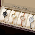 1/4PCS Fashion Square Roma Dial Women Quartz Watch Elegant Bracelet Strap Wristwatch Reloj Mujer Girls Clock  (Without Box). 