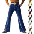 Men Retro Disco Flared Pants Classic Vintage Style Comfy Flare Trousers Fitted Velvet Fabric Dancing Stylish Pants Without Belt. 