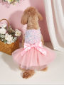 Pet Dress Dog Princess Cloth Sequin Bowknot Puppy Dresses with Tulle Doggie Kitten Costume. 