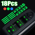 18Pcs/set Car Luminous Door Window Lift Button Stickers Car Windows Control Panel Decals Car Interior Sticker Auto Accessories.