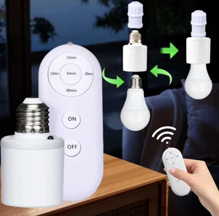 Smart AC220V Wireless remote Control Lamp Holder With Timing Adjustment Function Smart Light LED Lamp Base Universal