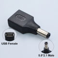JCD DC Plug 5.5*2.1mm to USB Female Male Jack Socket DC 5.5x2.1mm 5V Power Adapter Charging Converter For Laptop PC. 