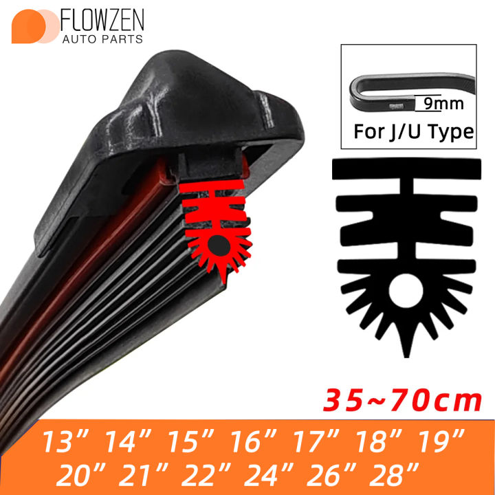 Car Wiper 11 Layers Front Windscreen Wiper Part Accessories J Hook Top Lock Pintab 14" 18" 20" 22" 24" 26"