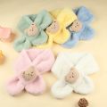 Winter Warm Plush Baby Scarf Cute Caroon Bears Boy Girl Scarves Newborn Toddler Faux Fur Children Cross Neckerchief  Baby Shawls. 