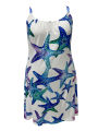 Plus Size Starfish Print Cami Dress, Vacation Style Ruched Backless Spaghetti Strap Dress, Women's Plus Size Clothing.