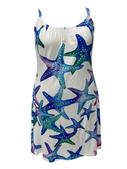 Plus%20Size%20Starfish%20Print%20Cami%20Dress,%20Vacation%20Style%20Ruched%20Backless%20Spaghetti%20Strap%20Dress,%20Women's%20Plus%20Size%20Clothing%20-%20Image%203