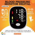 Digital Blood Pressure Monitor with Voice Function - Automatic BP Machine for Upper Arm, Large LCD Display, Bluetooth, and USB Power Supply. 