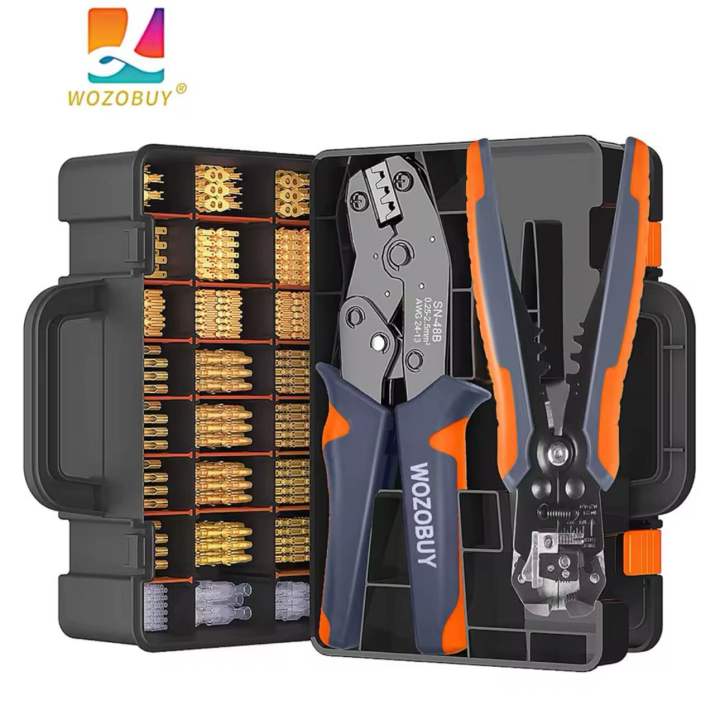 WOZOBUY SN-48B Pin Crimping Tools 2.8/4.8/6.3mm 22-13AWG Crimper 0.5-2.5 mm² for Car Terminals Sets Wire Electrical Hand Tools