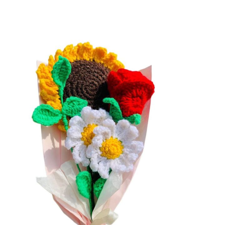 Handmade crochet flowers with complementary wrapping/for custom note message us/mother’s day gift/grafuation gift
