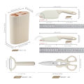 5-piece kitchen tool set, including a small chopping knife, scissors, fruit knife, peeler, and knife block, suitable for househo.