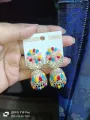 Silver Indian Stone Jhumka Earrings. 