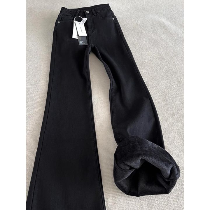 Y2K Loose Jeans Women Casual Trousers Baggy Denim Pants for Ladies Soft Stretch Waist Winter Thermal Fleece Lined Comfort Fit