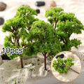 10pcs Model Trees Artificial Micro Landscape Plastic Green Tree Decoration Ornament Home Decor Garden Decor Model Making Props. 