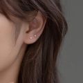 INZATT Real 925 Sterling Silver Zircon CZ Mini Stud Earrings for Women Non Removable Beads Color Single Ear Hole Fine Jewelry. 
