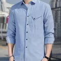 Four Seasons New Men's Shirt General Youth Business Men Long Sleeve Classic Style Oxford Spinning Gentleman Clothes. 