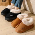 Anti-slip Thick Plush Snow Boots Women Faux Suede Platform Fur Winter Boots Woman Slip On Warm Cotton Padded Shoes Female 45.