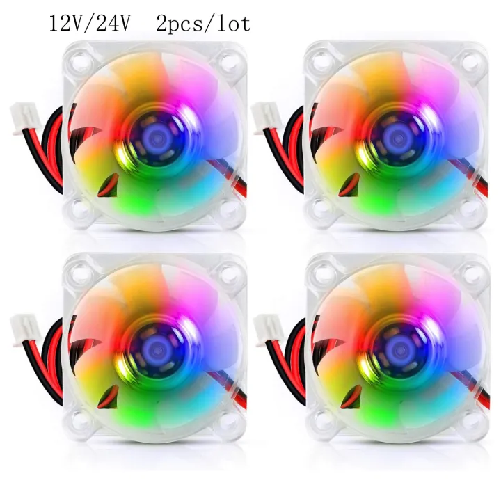 2pcs%2040mm%20RGB%20Fan%2012V%2024V%20Ender%203%20Fan%20Upgrade%2024%20Volt%20Fans%20LED%20Colorful%204010%20Hydraulic%20Bearing,%20Works%20with%20Ender%203%20Pro%203X%20CR-10S%20-%20Image%202