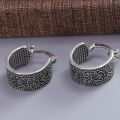 925 Sterling Silver Texture Flower Earrings For Women Gothic Trendy Simple Retro Earring Jewelry Party Accessories.