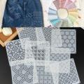 9/32Pcs Sashiko Embroidery Stencil Set - Reusable PET Geometric Patchwork Template for DIY Handmade Embroidery Tools.