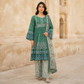 Kleren 3 Piece Unstitched or Stitched Digital Printed Lawn Suit for Women with Digital Printed Lawn Shirt, Digital Printed Cotton Trouser and Digital Printed Chiffon Dupatta - Summer Collection 2026 - Design code : Hermosa H-13. 