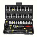 46-Piece Professional Auto Repair Tool Set - Portable Ratchet Wrench Kit with Storage Case.
