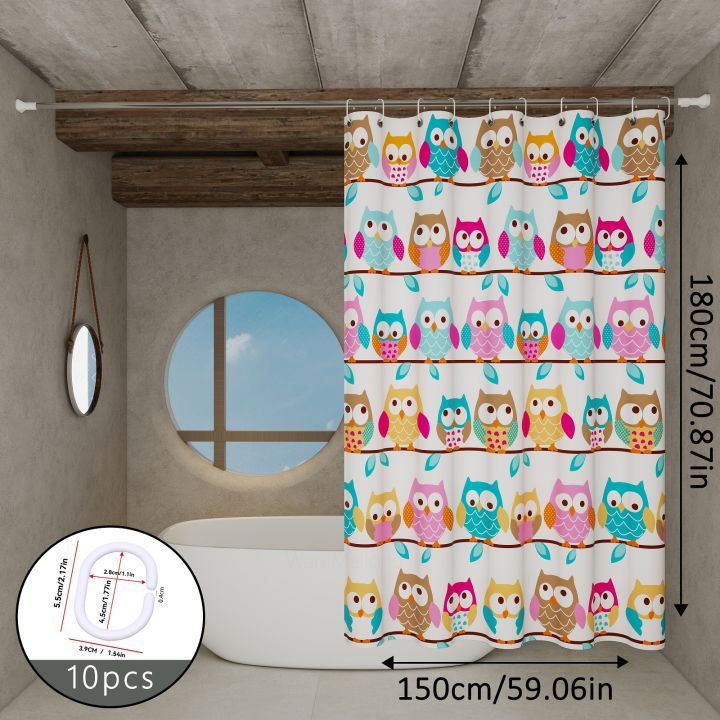 The%20Owl-Themed%20Dry-Wet%20Separation%20Partition%20Shower%20Curtain%20Has%20a%20Fresh%20Color%20and%20Creates%20a%20Childlike%20Bathroom%20Atmosphere%20-%20Image%204