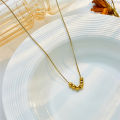 DIEYURO 316L Stainless Steel Gold Color Balls Beads Pendant Necklace For Women Fashion Girls Clavicle Chain Jewelry Party .