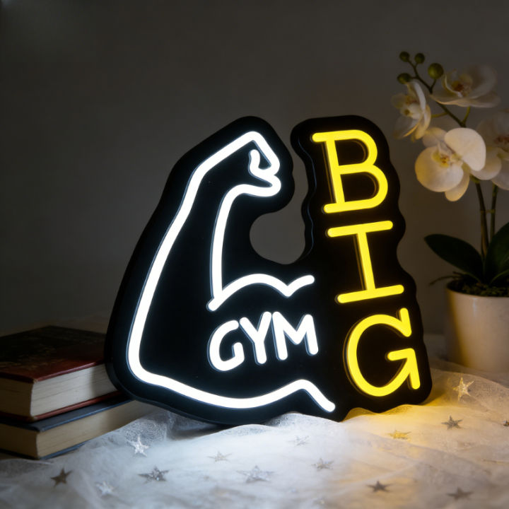GYM BIG Muscle Arm LED Neon Sign for Home Gym Bedroom Bar Party Decor  Workout Wall Art Lighting Unique  for Fitness Lovers