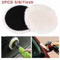 2pcs 5/6/7 Inch Wool Polishing Disc Car Waxing Polishing Buffing Car Paint Care Polisher Pads Auto Washing Accessories. 