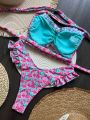 Flowers Printed Ruffled Frilled Bikini Women Swimwear Female Swimsuit Two-pieces Bikini set Bather Bathing Suit Swim.