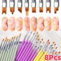 8Pcs/set Gradient Flowers Nail Art Brush Petal Drawing Painting Pen UV Gel Polish Brushes  Professional Nail Tips Design Tools ＆ pen gpt. 