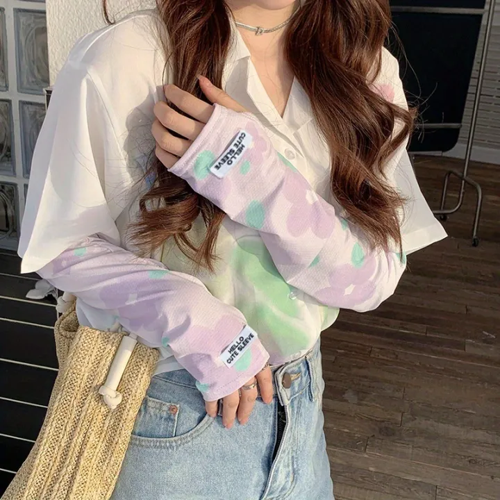 1/4Pairs%20Women%20Ice%20Silk%20Sleeves%20Breathable%20Loose%20Fit%20Sun-Proof%20Cooling%20Travel%20Arm%20Covers%20Summer%20Flower%20Outdoor%20Sport%20Sleeves%20-%20Image%204