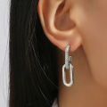 Silvery Dangle Earrings With Shiny Zircon Decor Elegant Minimalist Style Copper Plated Jewelry Daily Casual Gift for Women. 