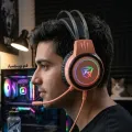 【Professional】 Gaming Headphones Rgb with Mic for PC, Pubg Mobile, PS4, Laptop - 360 Surround Sound Super Bass Vibration Over the Ear Wired Head Phones Headset for Gaming with Noise Cancelling Micophone - By FunBug. 