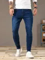 2025 Spring New Mens Slim Fit Classic Skinny Jeans Casual Street Style Casual Mens Skinny Jeans Male Slim Fit Pencil Denim Blue. 