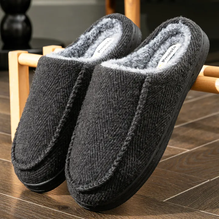 Luxury%20Woolen%20Slippers%20for%20Men%20With%20TPR%20Sole%20Memory%20Foam%20Platform%20Warm%20Soft%20Cushion%20Non%20Slip%20Plaid%20Design%20House%20Shoes%20-%20Image%202
