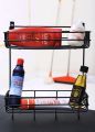 Multipurpose wall mounted Storage Rack / shower storage rack/ 1 layer corner rack / metal black shelf / bathroom kitchen punch corner frame /shower shelf metal rack. 