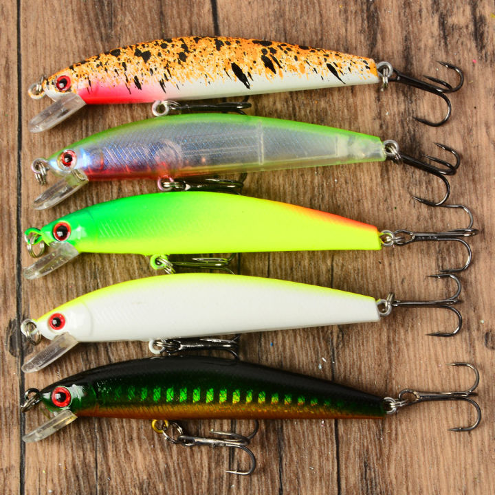 5pcs Casting Floating Minnow Hard Bait Sea Bass Saltwater Sea Fishing Lure