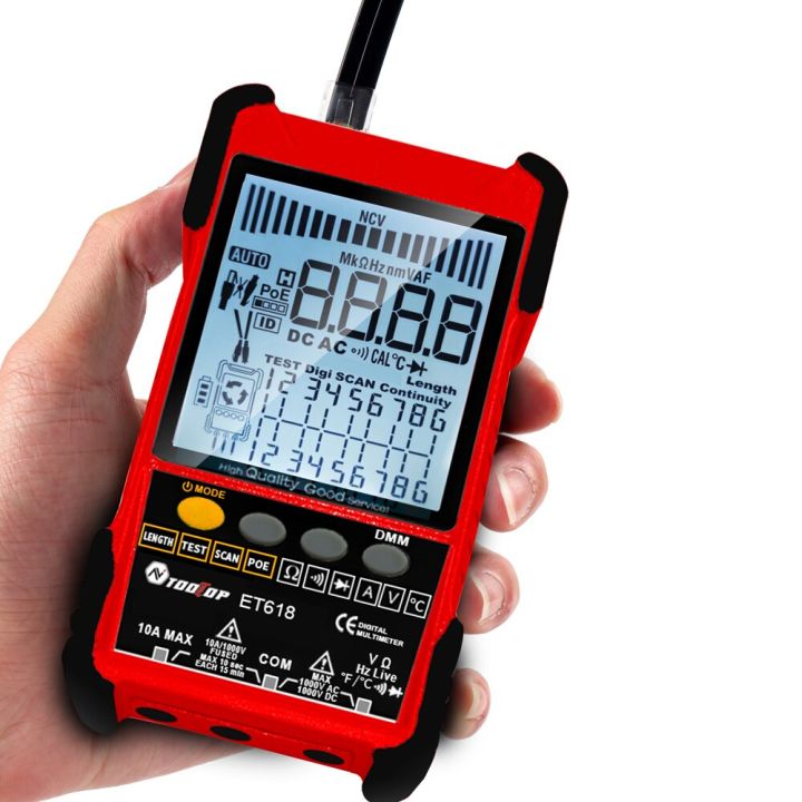 Network Multimeter TOOLTOP Network Cable Tester Multimeter Lan Cable Tracking POE Test ...