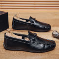 Summer Men's Loafers Soft Soled Men's Leather Shoes Comfortable Driving Shoes.